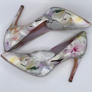 Ted Baker London Pastel Satin Pumps Copper Accents